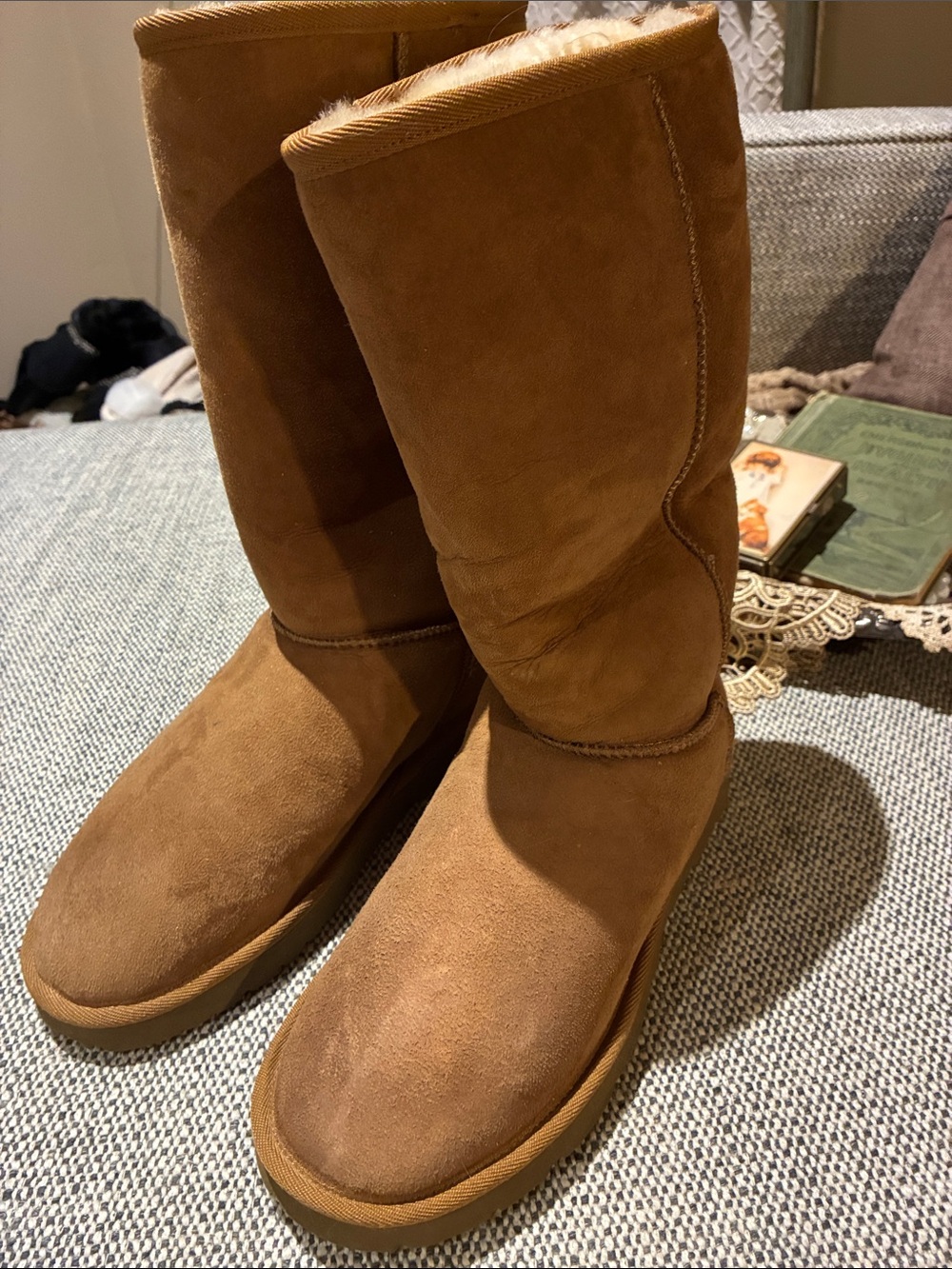 Aetrex Tall Chestnut Suede Winter Boots